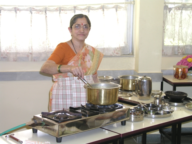 Veenaji at cooking demonstration 630x473